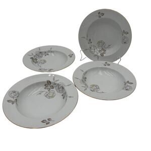 Vintage Rimmed Soup Bowls Sweetheart Rose by Johann Haviland 8" Set of 4